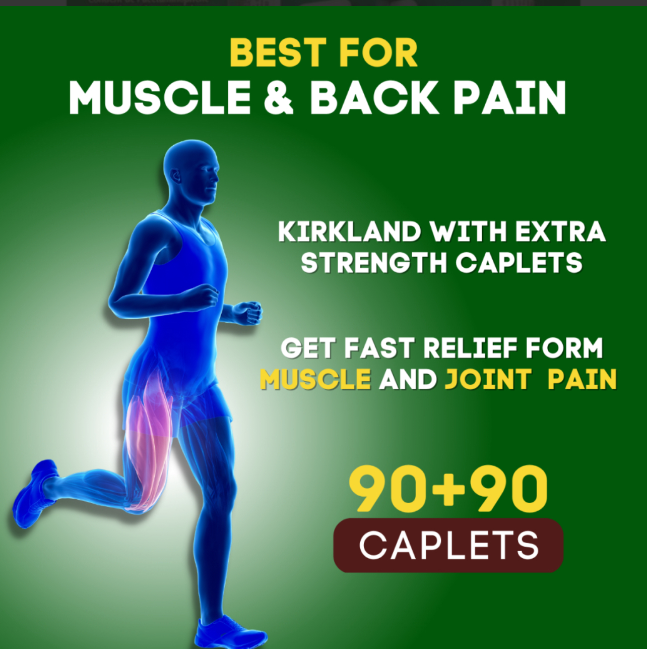 گرفتگی عضلاتExtra Strength Muscle Back Pain Relief کرکلند (90 عددی)
