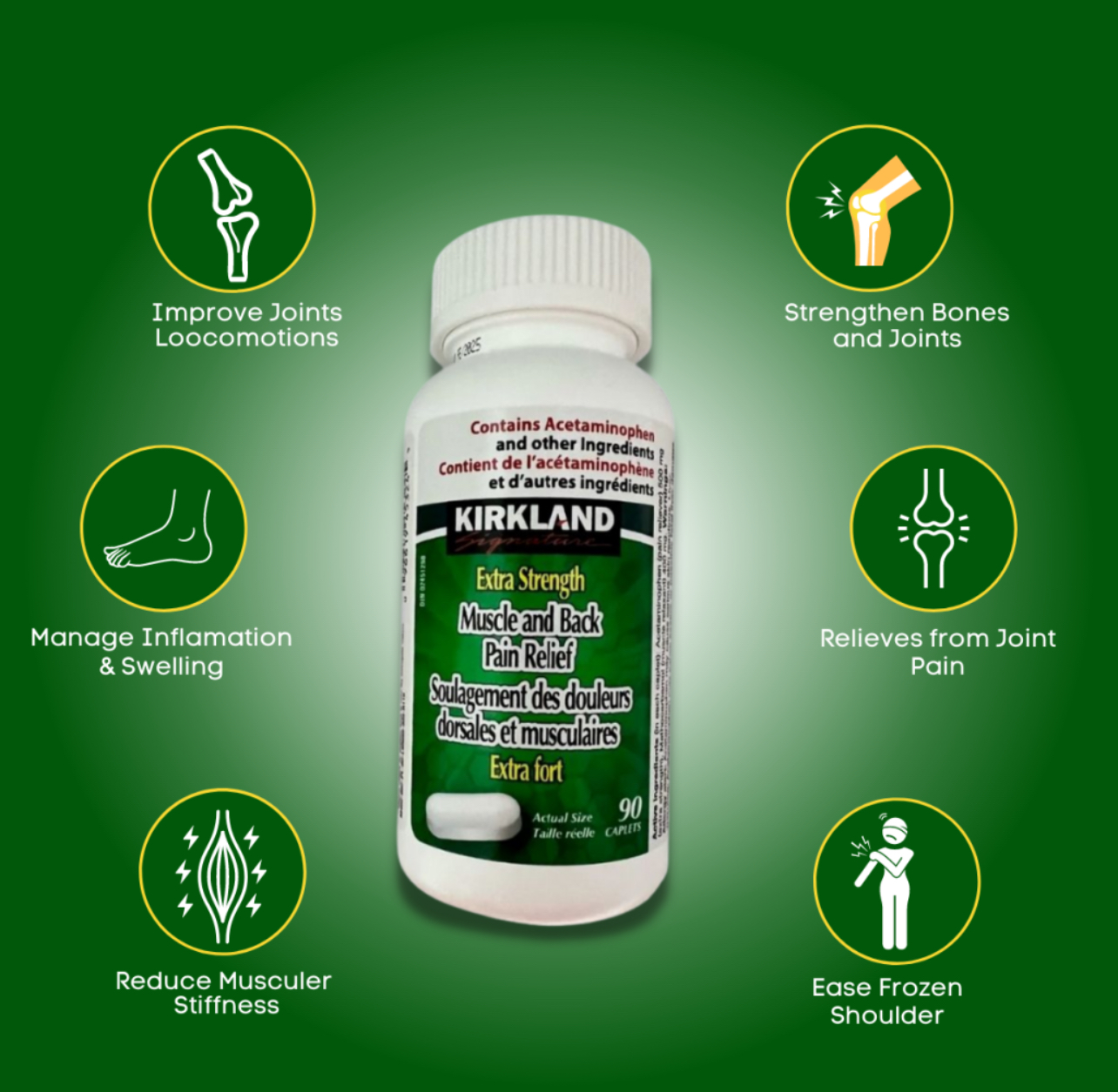 گرفتگی عضلاتExtra Strength Muscle Back Pain Relief کرکلند (90 عددی)
