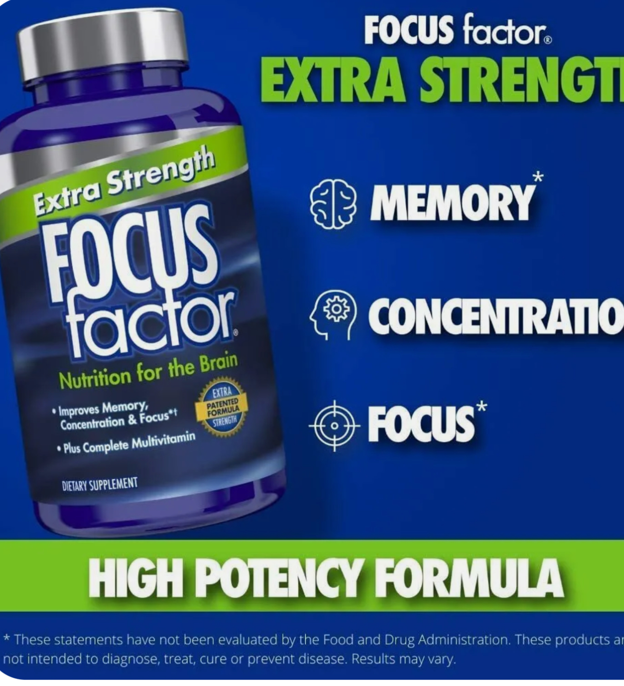 افزایش دهنده تمرکز فوکوس فکتور۱۵۰عددی Focus Factor Adults Extra Strength