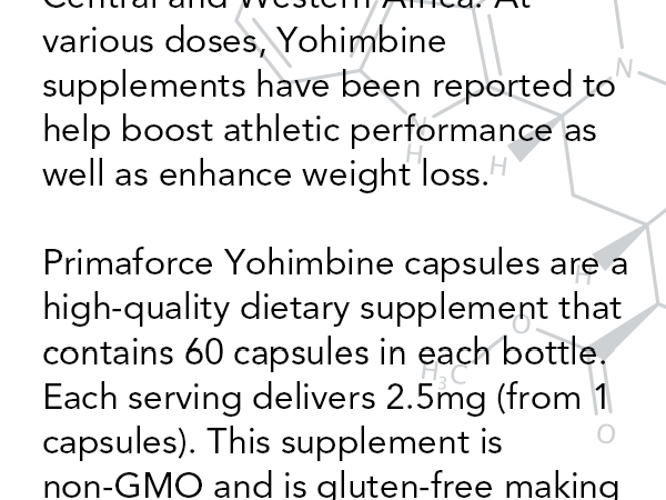 یوهمبین PrimaForce Yohimbine HCl 2.5mg، ۱۳۵ کپسول - مکمل غیر GMO و بدون گلوتن
