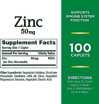 قرص زینک گلوکونات 50mg نیچرز بونتی NATURE'S BOUNTY (۱۰۰عددی)