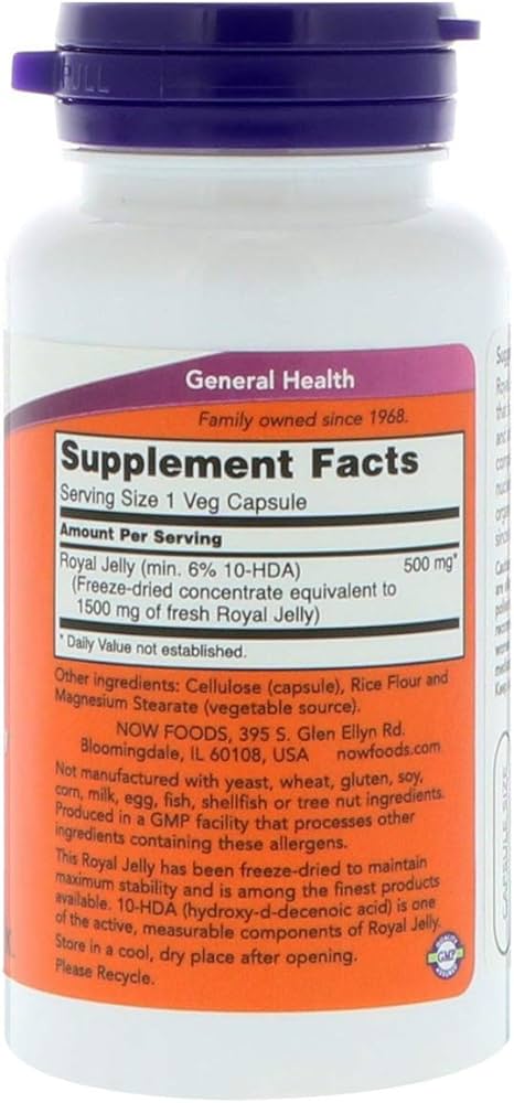 کپسول رویال ژلی ناو NOW Royal Jelly 500mg (60 عددی)