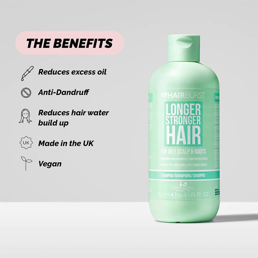 شامپو هیربرست Hairburst سبز ضد چربی، اسکالپ و شوره حجم 350ml | ضد ریزش، پاکسازی کف سر و بازسازی مو Hairburst For Oily Scalp And Roots Shampoo 350ml