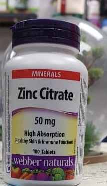 قرص زینک سیترات وبر نچرالز (180 عددی) Webber Naturals Zinc Citrate 50mg