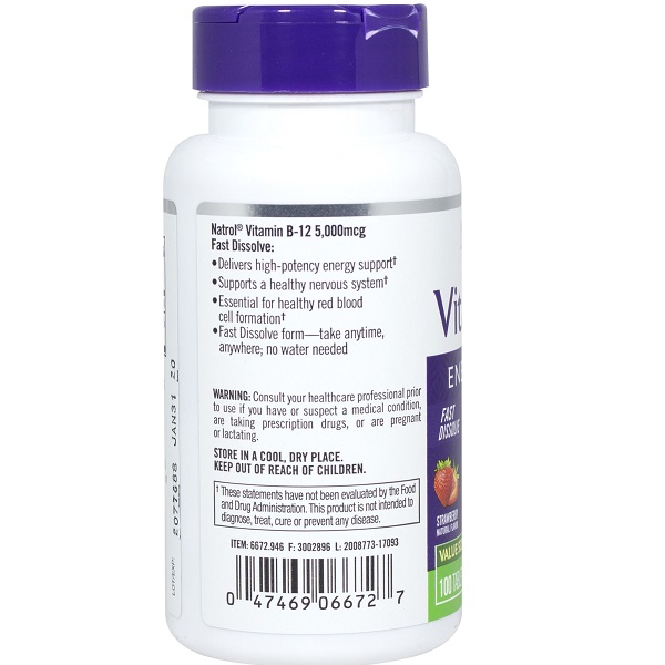 ویتامین ب 12 ناترول 5000 میکروگرم 100 عدد NATROL VUTAMIN B12
