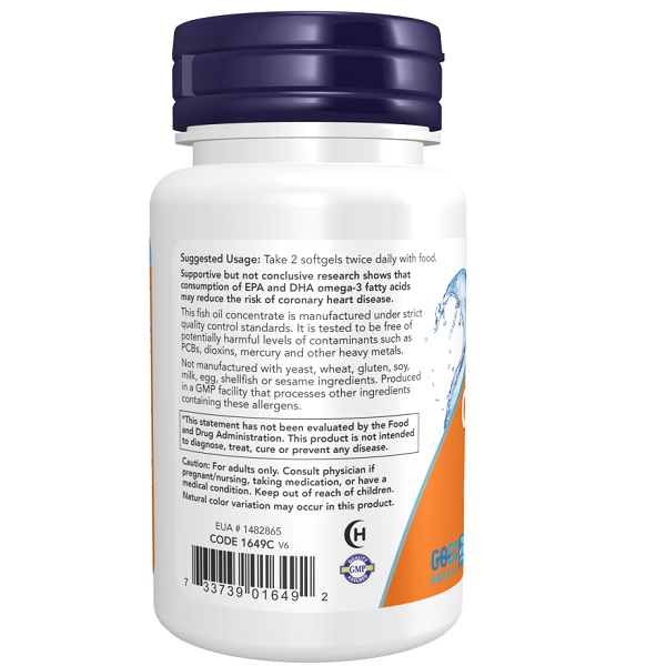 روغن ماهی امگا 3 ناو 500 عددی NOW Omega-3 Fish Oil