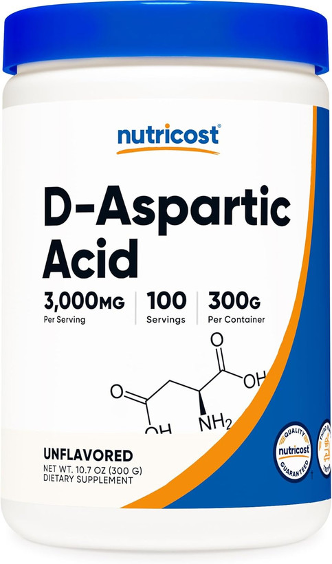 دی اسپارتیک اسید 300 گرمی ناتری کاست Nutricost D-Aspartic Acid (DAA) Powder 300G - Pure D Aspartic Acid
