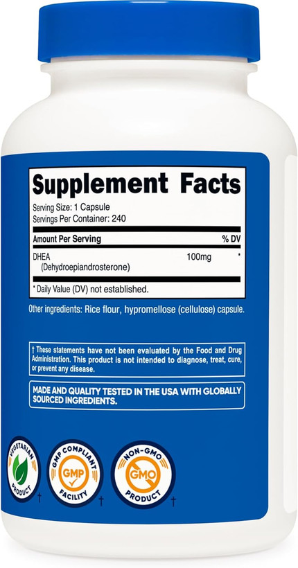 DHEA ناتری کست 50 میلی گرم Nutricost DHEA 100mg, 240 Capsules