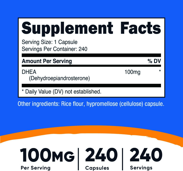 DHEA ناتری کست 50 میلی گرم Nutricost DHEA 100mg, 240 Capsules