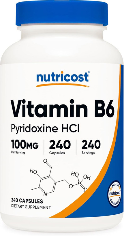 ویتامین ب 6 پیریدوکسین هیدروکلراید 100 میلی گرم Nutricost Vitamin B6 (Pyridoxine HCl) 100mg, 240 Capsule