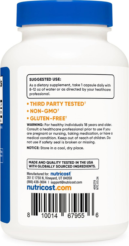 ویتامین ب 6 پیریدوکسین هیدروکلراید 100 میلی گرم Nutricost Vitamin B6 (Pyridoxine HCl) 100mg, 240 Capsule