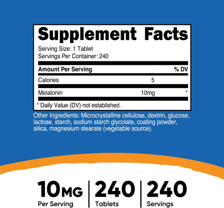  ملاتونین 10 میلی گرم ناتری کاست 240 عددی Nutricost Melatonin 10mg, 240 Tablets - 10mg