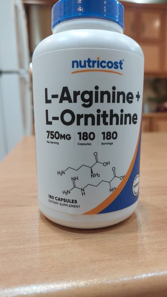 آرژنین و اورنیتین 750 میلی گرم ناتری کاست 180 عددی Nutricost L-Arginine L-Ornithine 750mg; 180 Capsules