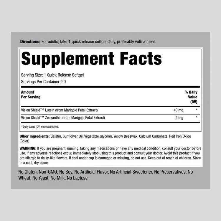  لوتئین 40 میلی گرم پایپینگ راک Piping Rock Lutein with Zeaxanthin 40mg | 90 Softgels | Eye Health Vitamins