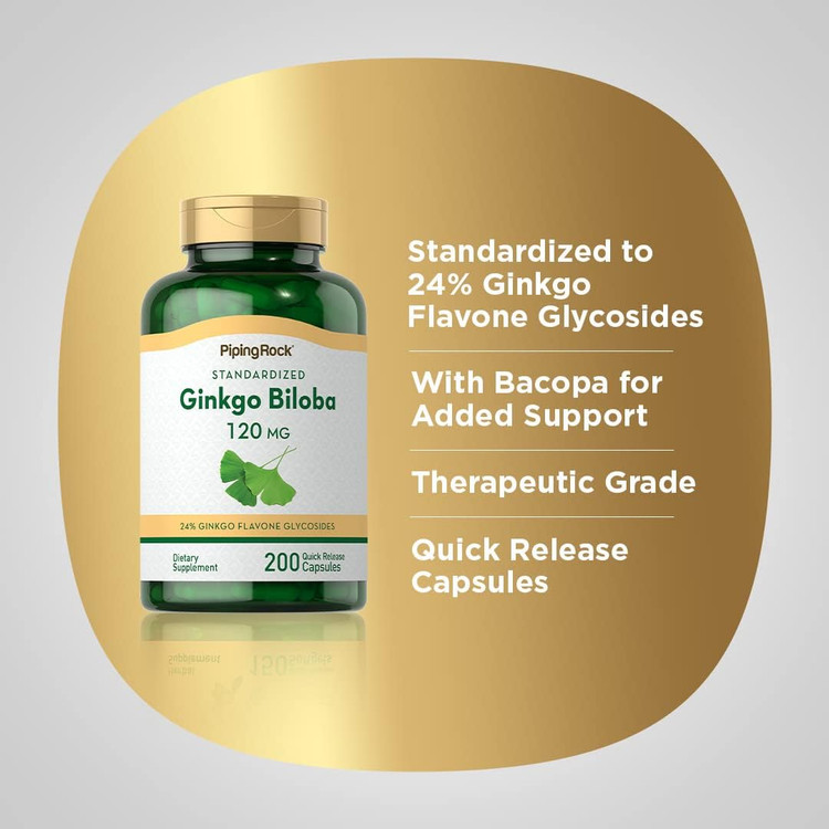 جینکو بیلوبا میلی گرم پایپینگ راک Piping Rock Ginkgo Biloba Supplements 120mg | 200 Capsules