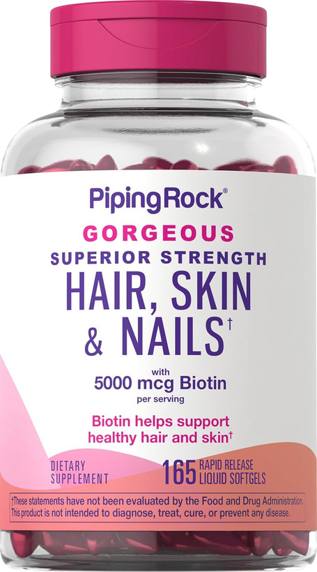 تقویت کننده پوست و مو ناخون پایپینگ راک 165 عددی Piping Rock Hair Skin and Nails Vitamins | 165 Softgels