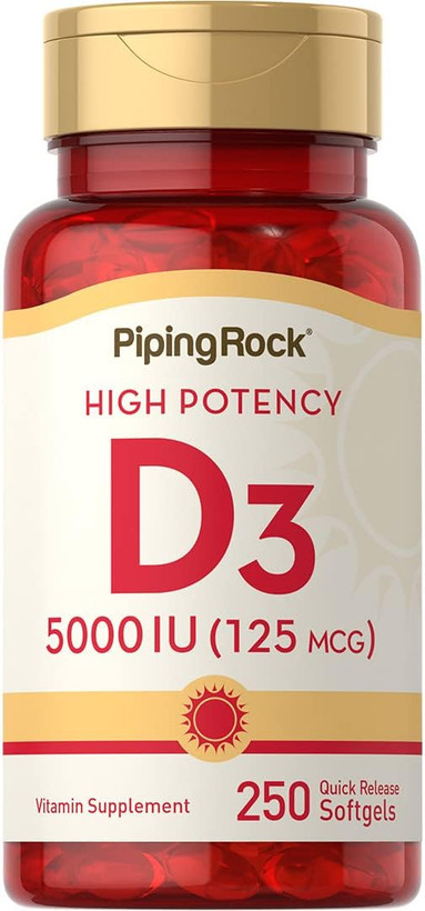 ویتامین دی 3 پایپینگ راک 5000 Piping Rock Vitamin D3 5000 IU | 250 Softgels