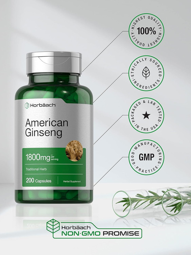 جنسینگ آمریکایی 1800 میلی گرم هورباخ Horbäach American Ginseng Capsules | 1800 mg