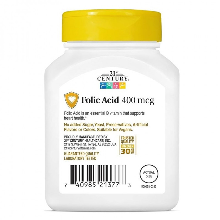 قرص فولیک اسید 21Century Folic Acid 400mcg (250 عددی)