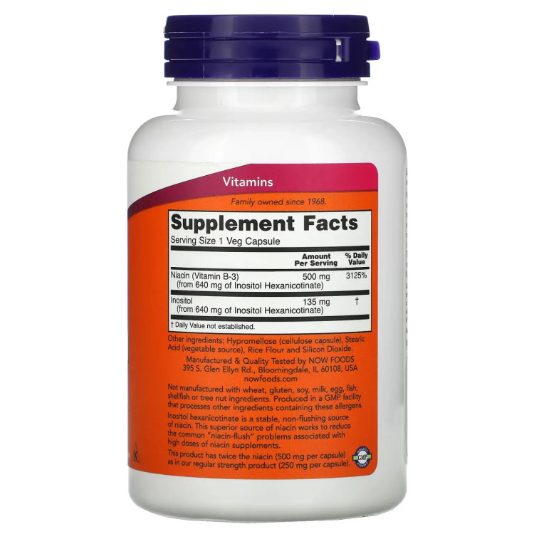 نیاسین بدون فلاش (ویتامین B3) ناو فودز 90 عددی Vitamin B-6 100 mg Veg Capsules now