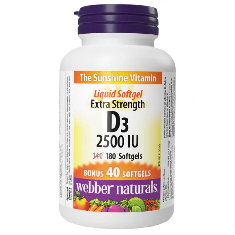 ویتامین Webber Naturals D3 2500iu وبر نچرالز (180 عددی)