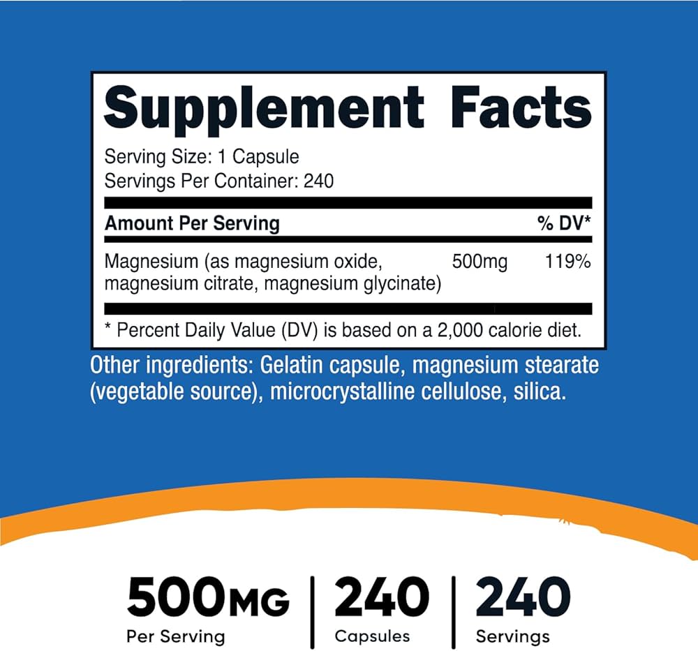 منیزیم کمپلکس ناتری کاستNutricost Magnesium Complex 500mg, 240 CapsulOxid-