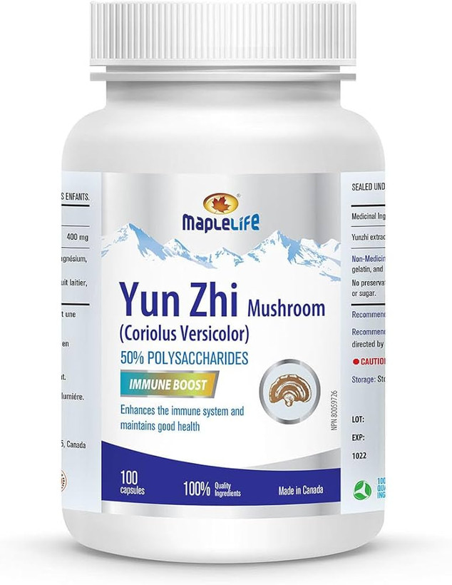 قارچ یونژی زیمیپل لایف MapleLife Nutrition® - Yunzhi Mushroom 400mg for immune system - 100 Capsules