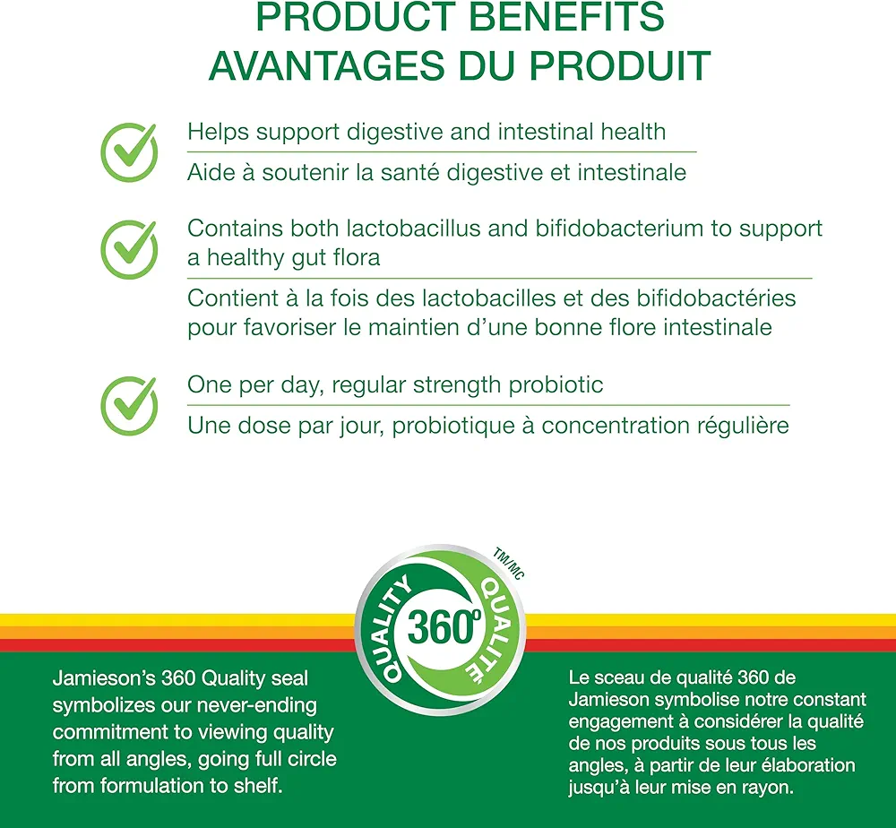 پروبیوتیک جیمسون Jamieson Laboratories Probiotic 5 Billion Regular Strength Supplement, ۶۰ Count