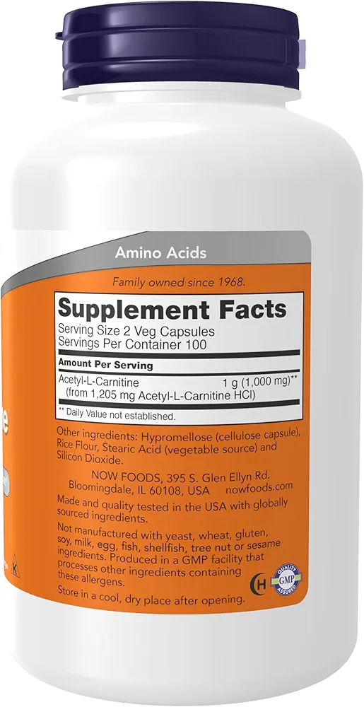 استیل-ال کارنتین ناو Acetyl-L Carnitine 500 mg,NOW