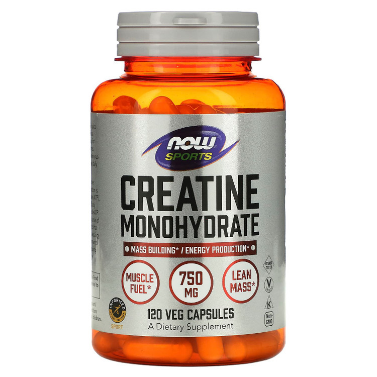 کراتین مونوهیدرات ناو اسپرت – ۷۵۰ میلیگرم | ۱۲۰ عدد NOW Sports Creatine Monohydrate | 750 mg | 120 Veg Capsules | Mass Building & Energy Production