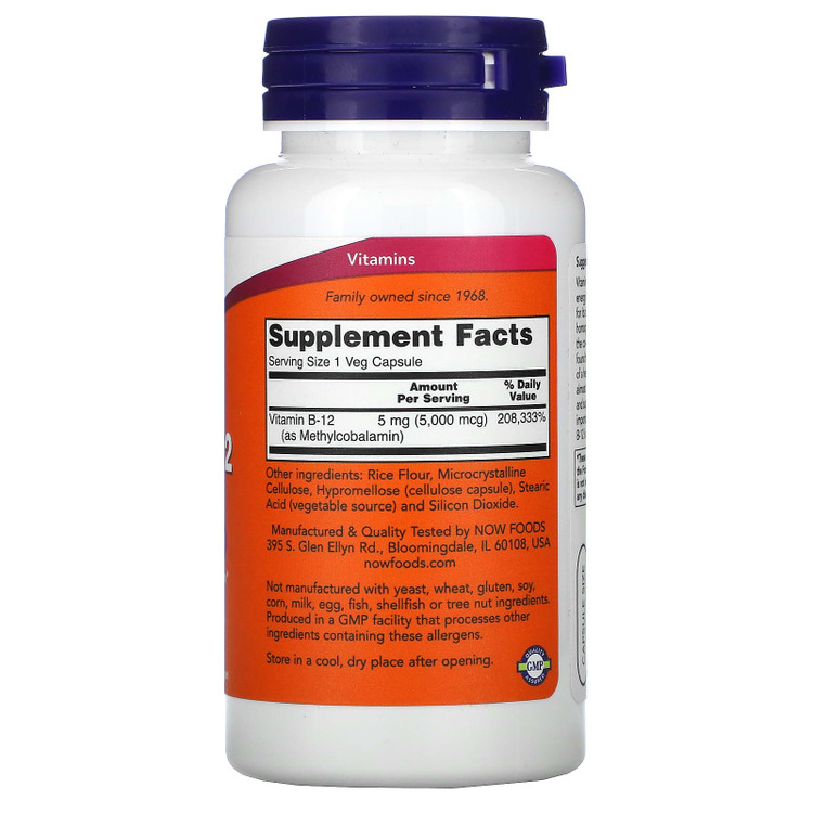 ویتامین B12 متیل ۵۰۰۰ میکروگرم ناو فودز – ۹۰ عددNOW Foods Methyl B-12 5000 mcg