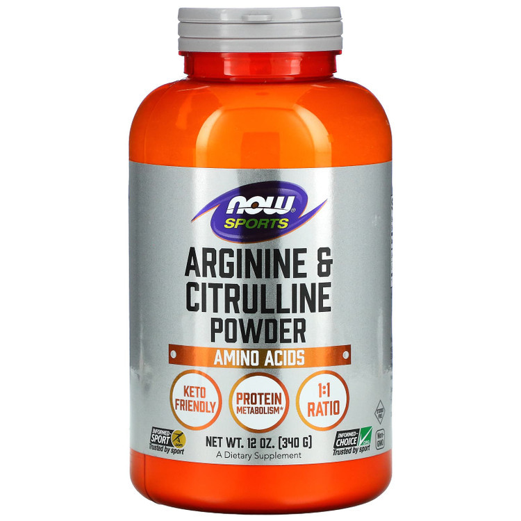 پودرآرژنین و سیترولین ۳۴۰ گرم ناو – Now Sports Arginine & Citrulline Powder | 1:1 Ratio Nitric Oxide Booster – 12 oz (340 g)