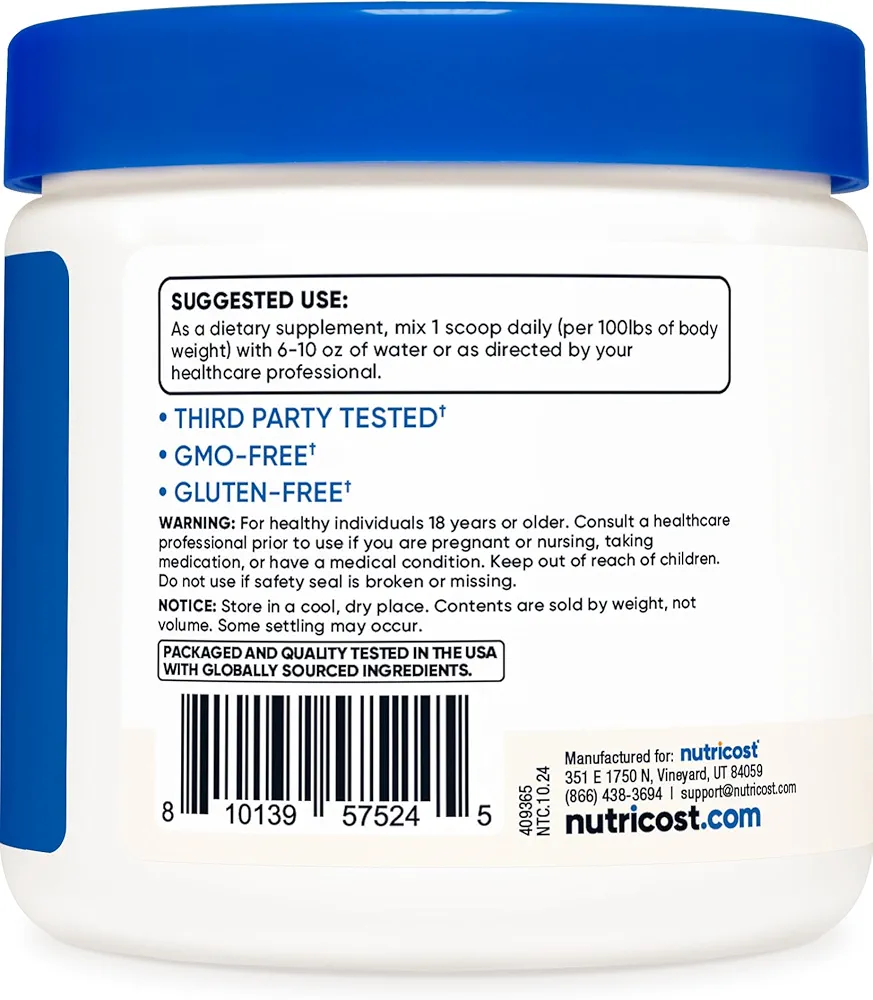 کراتین ناتری کاست Nutricost Creatine HCl (Con-Cret®) بدون طعم (Unflavored)