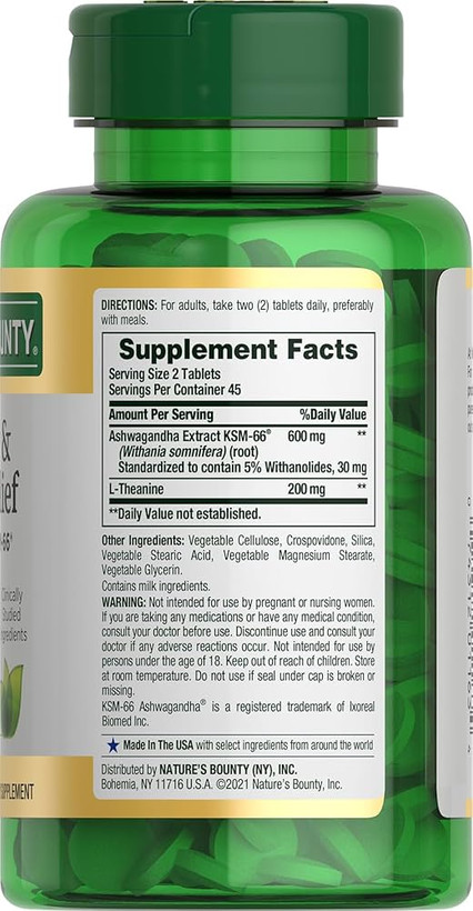 آشواگاندا نیچرز بونتی – KSM-66 برای کاهش استرسNature’s Bounty Stress Relief
