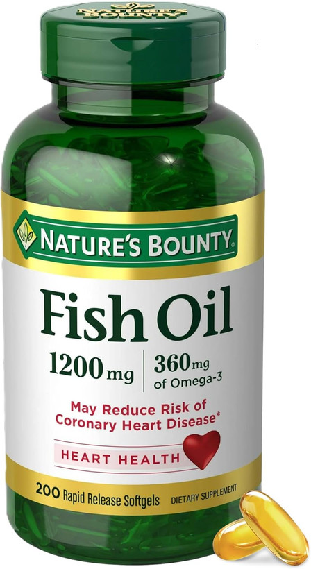 روغن ماهی نیچرز بونتی – 1200 میلیگرم، 360 میلیگرم امگا 3 (200 عدد سافتژل)