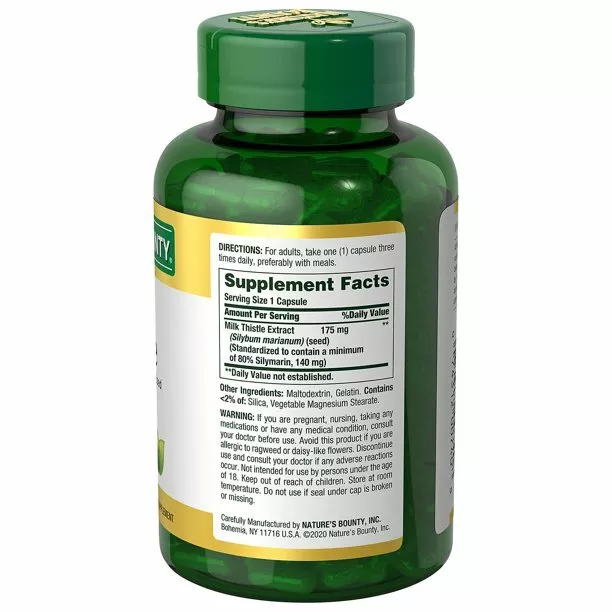 میلک تیستل (Milk Thistle) ۱۰۰ عددی برند نیچرز بونتی (Natural Bounty) (اصل)