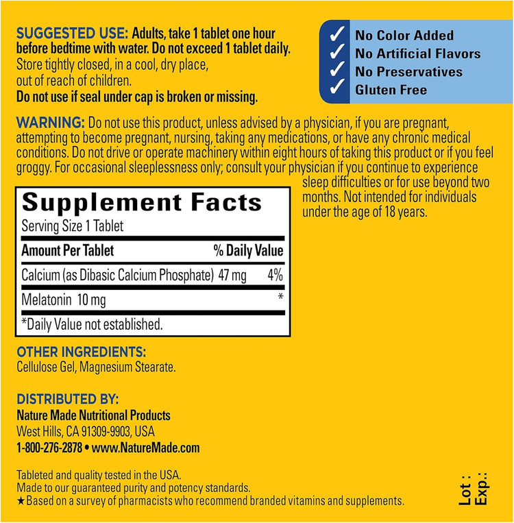ملاتونین 10 میلیگرم نچرمد | کمک به خواب عمیق و آرام Nature MadeMelatonin 10 mg Extra Strength