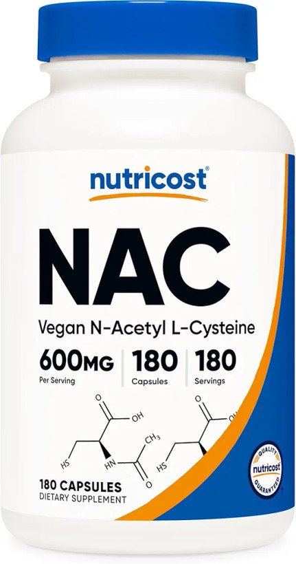  ناک (ان-استیل سیستئین) ناتری کاست ۱۸۰ عددی Nutricost N-Acetyl L-Cysteine (NAC) 600mg, ۱۸۰ Vegetarian Capsules