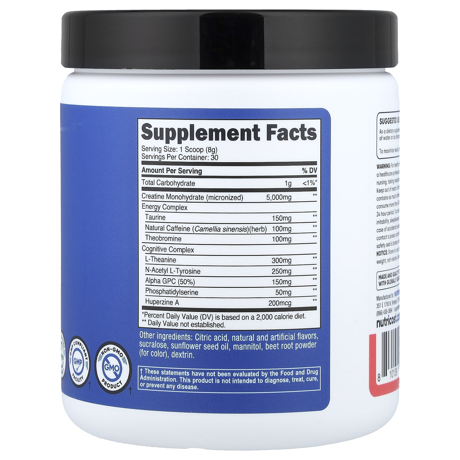 کراتین ناتری کاست(هندوانه)Nutricost Performance, Creatine + Energy, Watermelon, 9 oz (252 g)