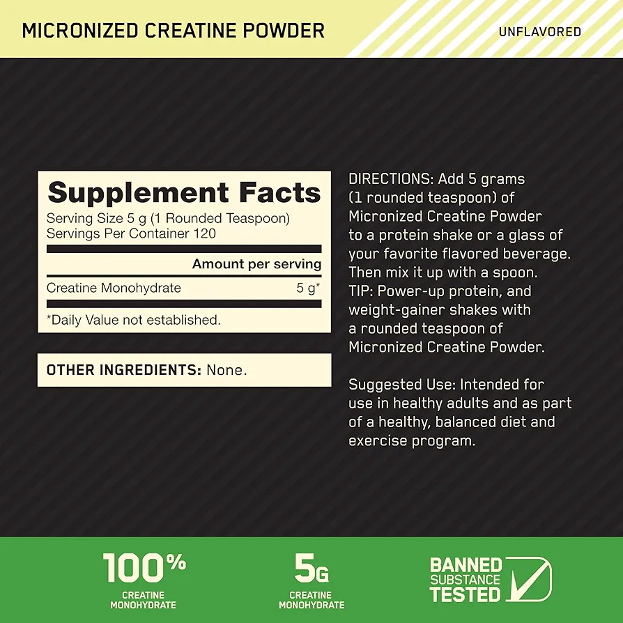 کراتین میکرونایز اپتیموم(۶۰۰گرم) | Optimum Nutrition Micronized Creatine ON Powder