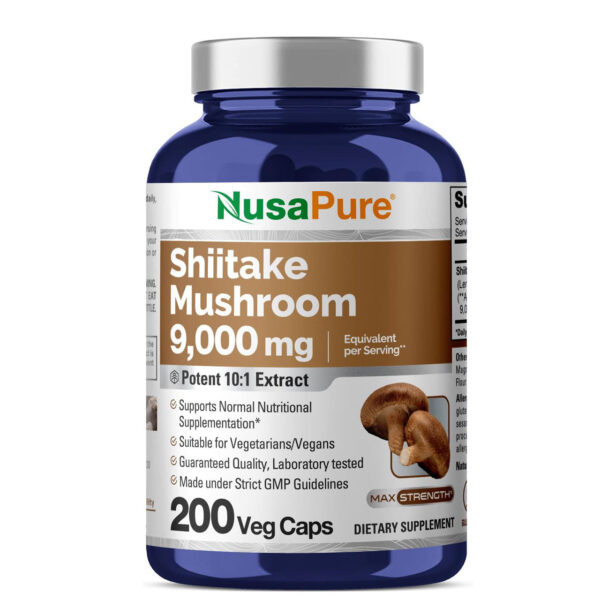 شیتاکه ماشروم 9000 میلی گرم 200 عددی برند NusaPure