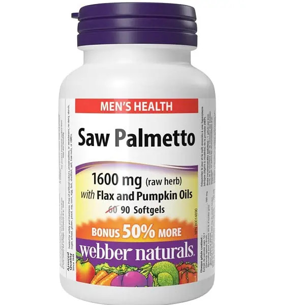 ساوپالمتو عصاره نخل اره وبر ۹۰ عددیWebber Naturals Saw Palmetto 160 mg, Contains Flax and Pumpkin Oil, 90 Softgel