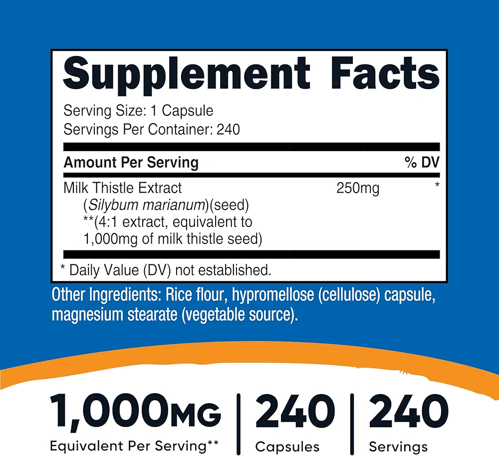 مکمل کپسول عصاره خارمریم ناتری کاست (۲۴۰عددی)Nutricost Milk Thistle 1,000mg