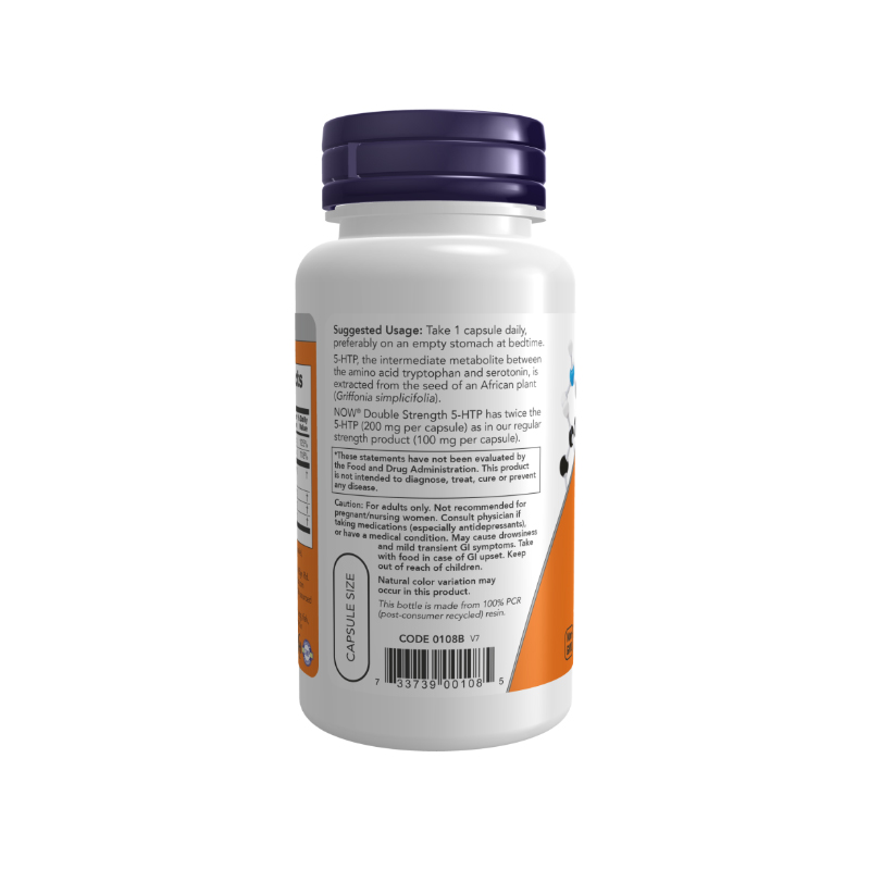 هیدروکسیتریپتوفان فایو اچتیپی دابل استِرِنگ ناو فودز ۶۰عددی Now Foods 5-HTP, Double Strength Veg Capsules