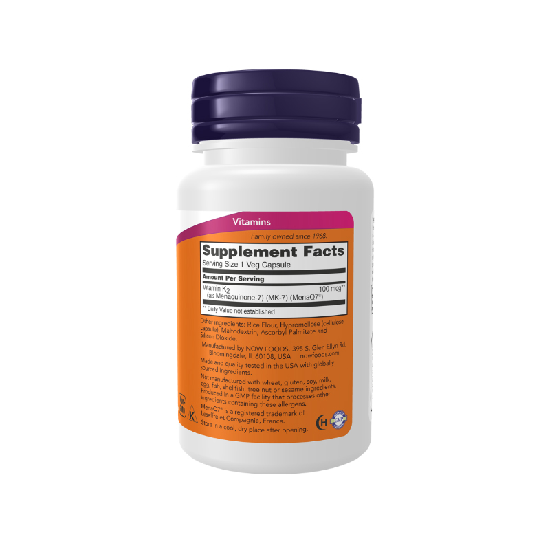 امکی سِوِن ویتامین k2 ناو فودز ۶۰تاییNow Foods MK-7 Vitamin K2 Veg Capsules