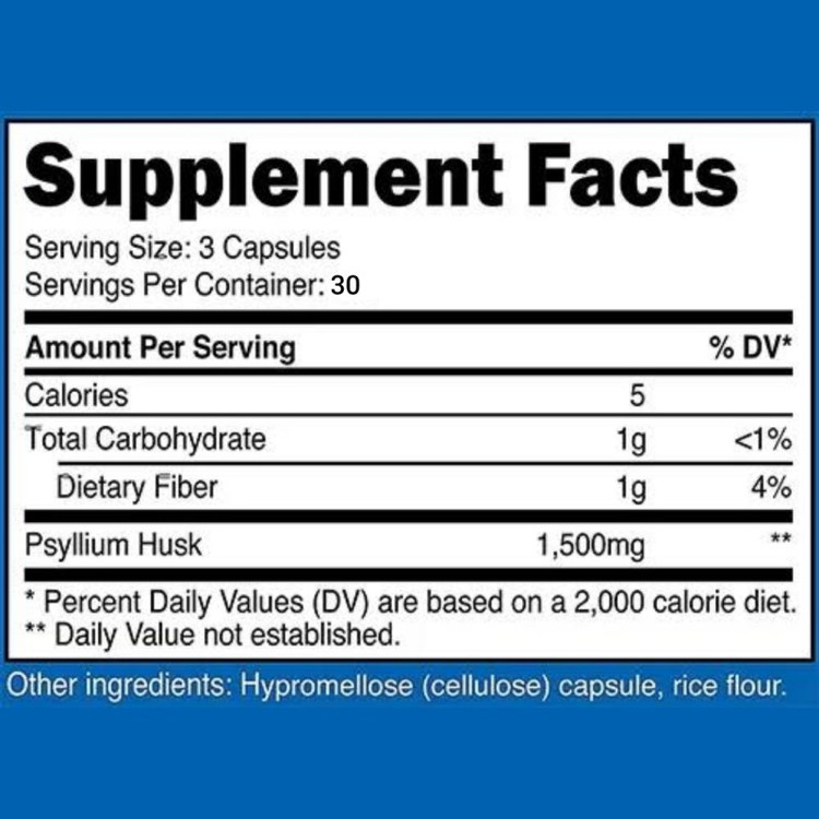 کپسول پوسته اسفرزه سرشار از فیبر ناتریکاست Nutricost Psyllium Husk (90 عددی)