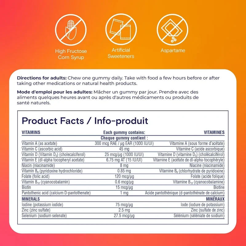 پاستیل مولتی ویتامین تقویت ایمنی بدن بایر Bayer One Day Multi+ Immunity Gummies (120 عددی)