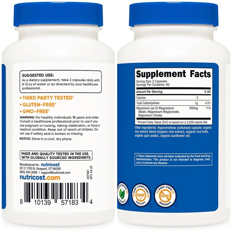 کپسول منیزیم کمپلکس ناتریکاست Triple Magnesium Complex (di-magnesium malate bisglycinate citrate) (120 عددی)