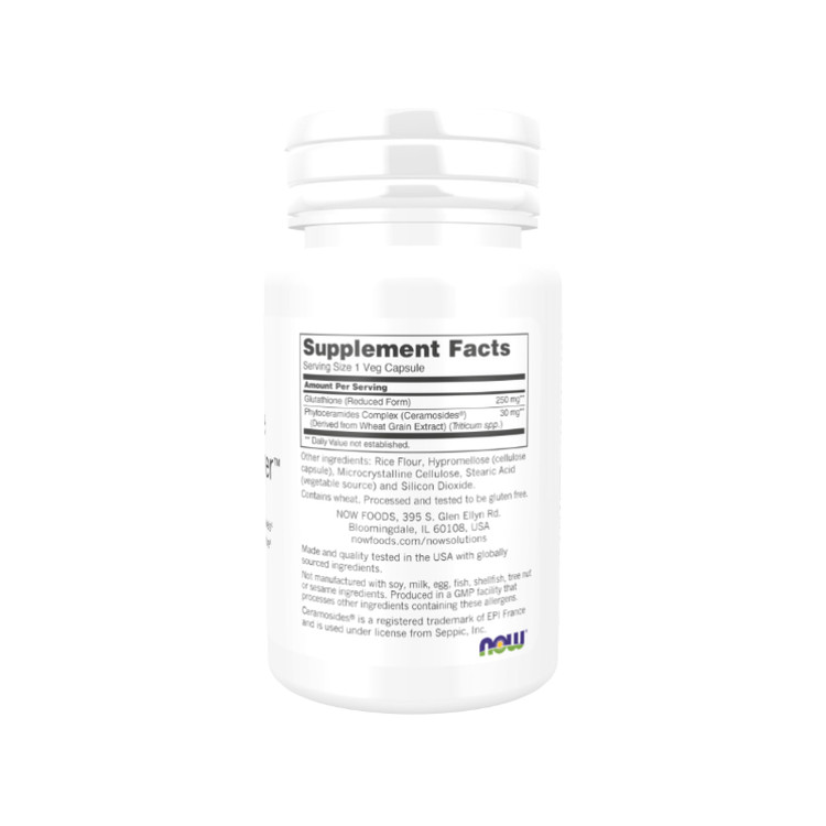 گلوتاتیون اسکین برایتنر با سراموزیدها ناو فودز Now Foods Glutathione Skin Brightener with Ceramosides Veg CapsulesNow Foods Glutathione Skin Brightener with Ceramosides Veg Capsules
