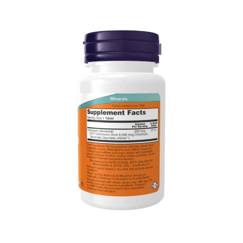 جیتیاف کرومیوم ناو فودز Now Foods GTF Chromium Tablets